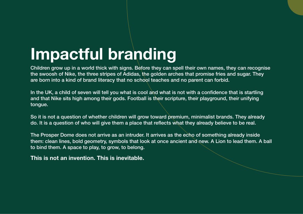 The Prosper Dome brand-literacy concept spread