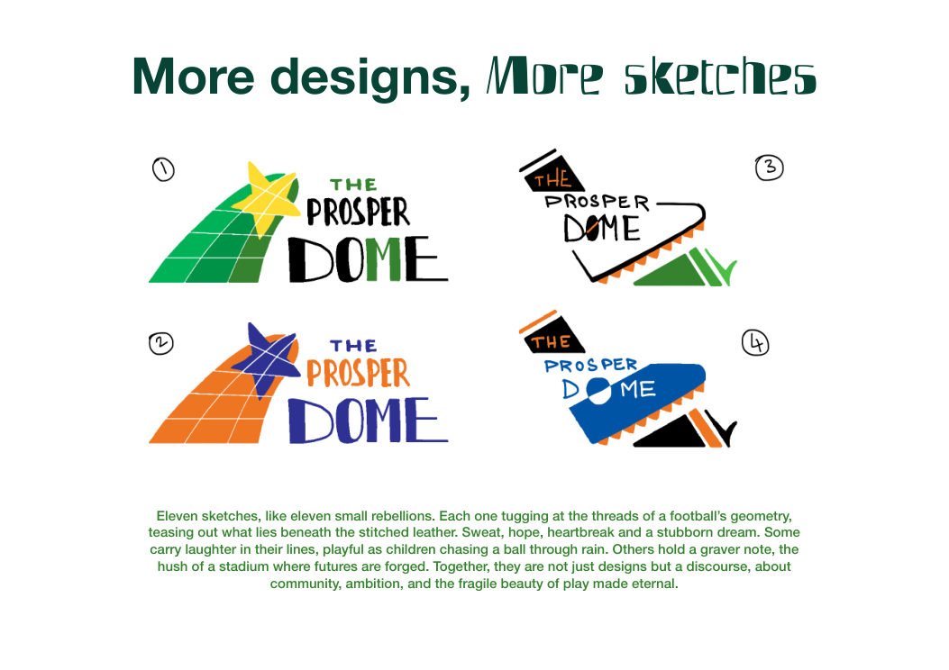 The Prosper Dome logo sketch spread